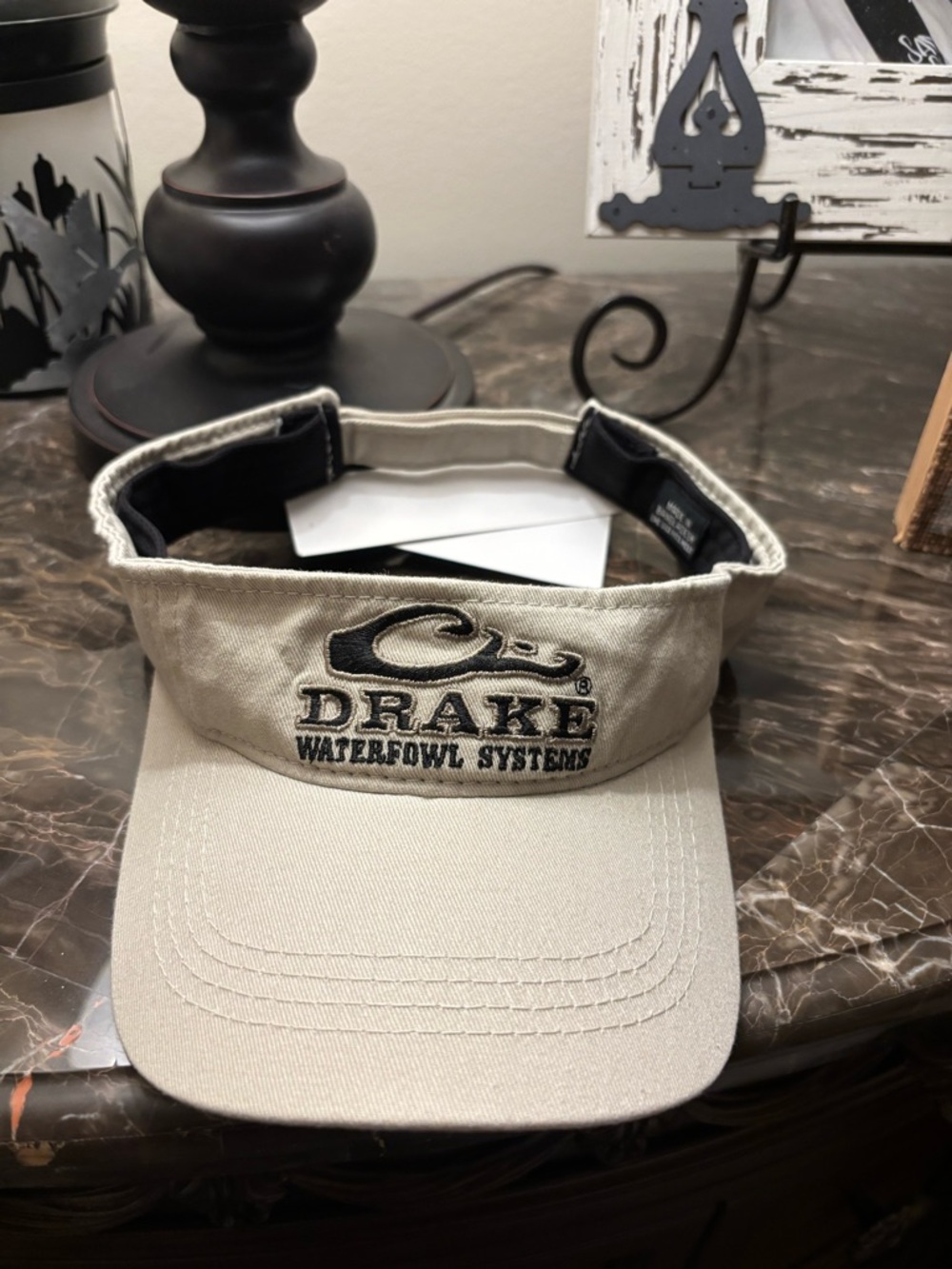 Drake Waterfowl Systems Beige Visor with Black Embroidered Logo